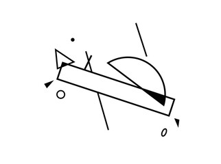 Aufkleber - Simple abstract composition  for modern graphic poster design, Vector line background, with minimal motion art with black and white elements.