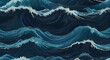Seamless pattern of abstract background of beautiful blue ocean waves, ocean