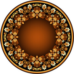 Wall Mural - Vector abstract decorative round floral ethnic ornamental frame illustration