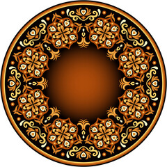 Wall Mural - Vector abstract decorative round floral ethnic ornamental frame illustration