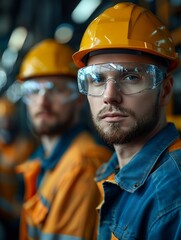 Aufkleber - Generative AI :  a workers with glasses in front of an industrial