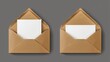 © Mark - There are two brown envelope a4 templates. One has a front and back cover and the other has a white sheet. The mock-up shows a vertical letter package. The mock-up shows a folder for business