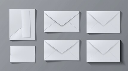 Poster - this is a modern realistic mockup of blank a4, dl, and c6 envelopes, letter covers, front and back v