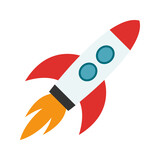 Fototapeta  - Rocket space ship. Space rocket launch with fire. Business start up concept.