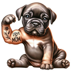 Funny Love Mom Dog Clipart Illustration