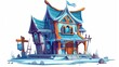 Cartoon illustration of an isolated house building