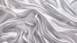 Elegant gray smooth fabric background with silk cloth texture, flowing satin fabric with waves and drapery. Modern realistic wallpaper with luxury flowing silvery textile.