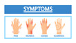 Arthritis Symptoms. Sick Hands With Joint Pain, Redness, Edema Or Numbness. Medical Infographic Poster