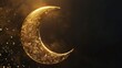 golden crescent moon symbol on dark background elegant ramadan kareem holiday decoration element