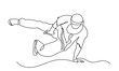 continuous line drawing of a young boy energetic hip-hop dancer man practicing.Single line art concept of male hip-hop dance. Vector illustration.