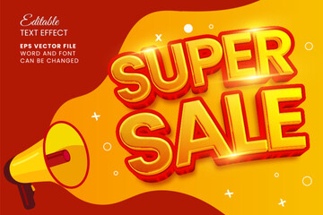 Poster - super sale promotion announcement 3d editable vector text effect