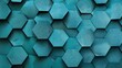 Cyan hexagons with a matte finish creating a tactile texture on a 2D card