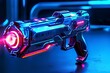 generic futuristic video game style weapon for shooter online games concepts as wide banner with copy space area.