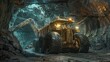 Huge backhoe truck inside an UNDERGROUND mine with high resolution and high quality lighting. exploration, exploitation concept