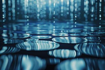 Poster - Abstract background with reflections and caustics. Hi-tech. Futuristic background image. Created with Generative AI technology.