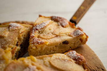 Canvas Print - Sponge cake with pear and yogurt. Delicious traditional Italian recipe.