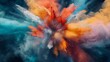 multicolored powder explosion bursting in frame capturing dynamic movement and vibrant hues digital art