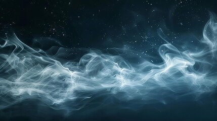 Wall Mural - mysterious night sky with swirling smoke and glowing stars abstract background