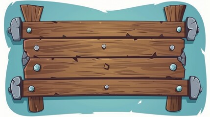 Wall Mural - An abstract modern border featuring a vintage medieval wood facecam overlay. Isolated video game metal vikings for a wooden banner. Twitch stream plate illustration set. Blank menu board interface