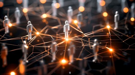 Aufkleber - Digital Human Network Visualization in Futuristic Style. Conceptual Image of Social Connections and Technology. Abstract Background for Tech and Data Concepts. AI