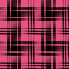 Wall Mural - Dark pink and black color striped lines seamless plaid pattern background for textile design, napkin, handkerchief, blanket, cover, tablecloth. Vector illustration.