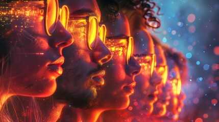 Poster - A group of people are wearing glasses and looking at something