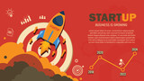 Fototapeta  - Rocket to Success: Business Growth Strategy Vector Illustration