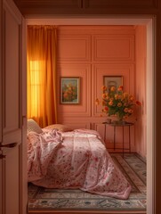 Wall Mural - Cozy Bedroom Interior with Warm Morning Light