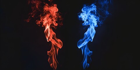 Wall Mural - Blue red smoke on dark background