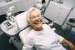 senior woman happy and surprised expression in a dentist clinic