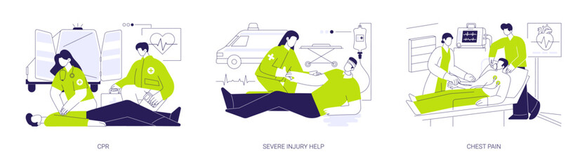 Wall Mural - First aid in emergency situations abstract concept vector illustrations.