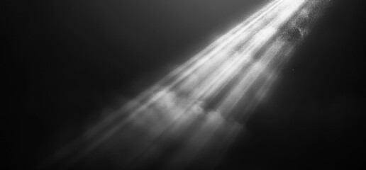 singular ray of light piercing through darkness, close-up abstract in black and white
