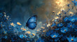 Moonlit Serenity: Ethereal Butterfly in the Cool Blue Garden Glow
