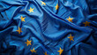 Vibrant textured European Union flag waving gracefully in the wind