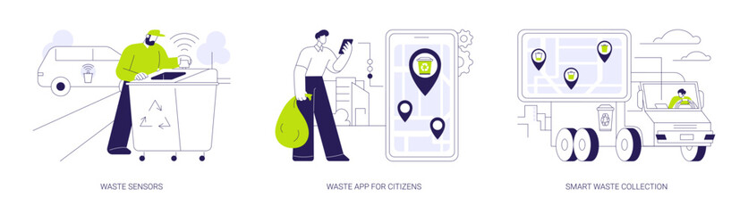 Sticker - Smart waste management system abstract concept vector illustrations.