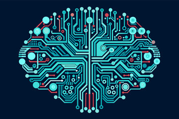 Fototapete - Circuit board patterns forming the shape of a brain