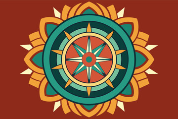 Fototapete - Circular emblem with radial symmetry