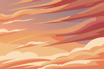 Aufkleber - Illustration of a sky with swirling orange, beige, and blue clouds.