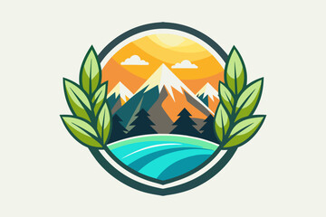 Craft a nature-themed logo using soft gradient shades and scalable vector graphics