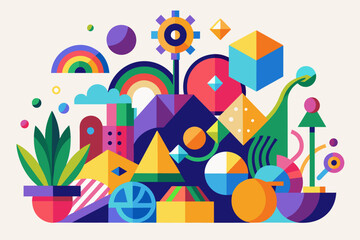 Poster - playful arrangement of colorful abstract shapes