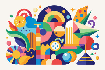 Poster - playful arrangement of colorful abstract shapes
