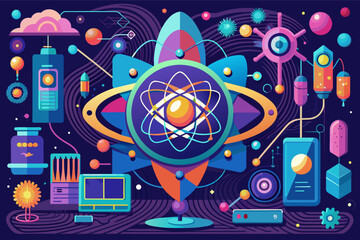 Fototapete - Quantum computing abstract design with intricate patterns