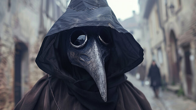 Plague, doctor in costume, middle ages. 