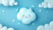 Blue cloud with stars isolated on blue background