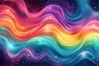 This retro-inspired seamless pattern showcases a dynamic composition of colorful waves and stars.