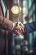 a hand shake between two business men сreated with Generative Ai