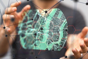 Aufkleber - Neural network concept. Connected cells with links.