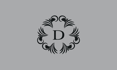 Wall Mural - Elegant floral monogram design template for one or two letters such as D. Business sign, identity monogram for restaurant, boutique, hotel, heraldic, jewelry