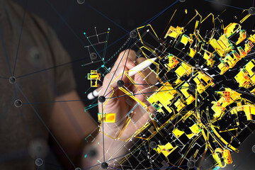 Fototapete - conference Digital Network and data concept 3d