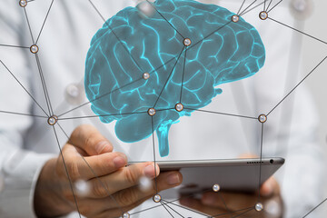 Poster - medical on hospital background, medical technology network concept